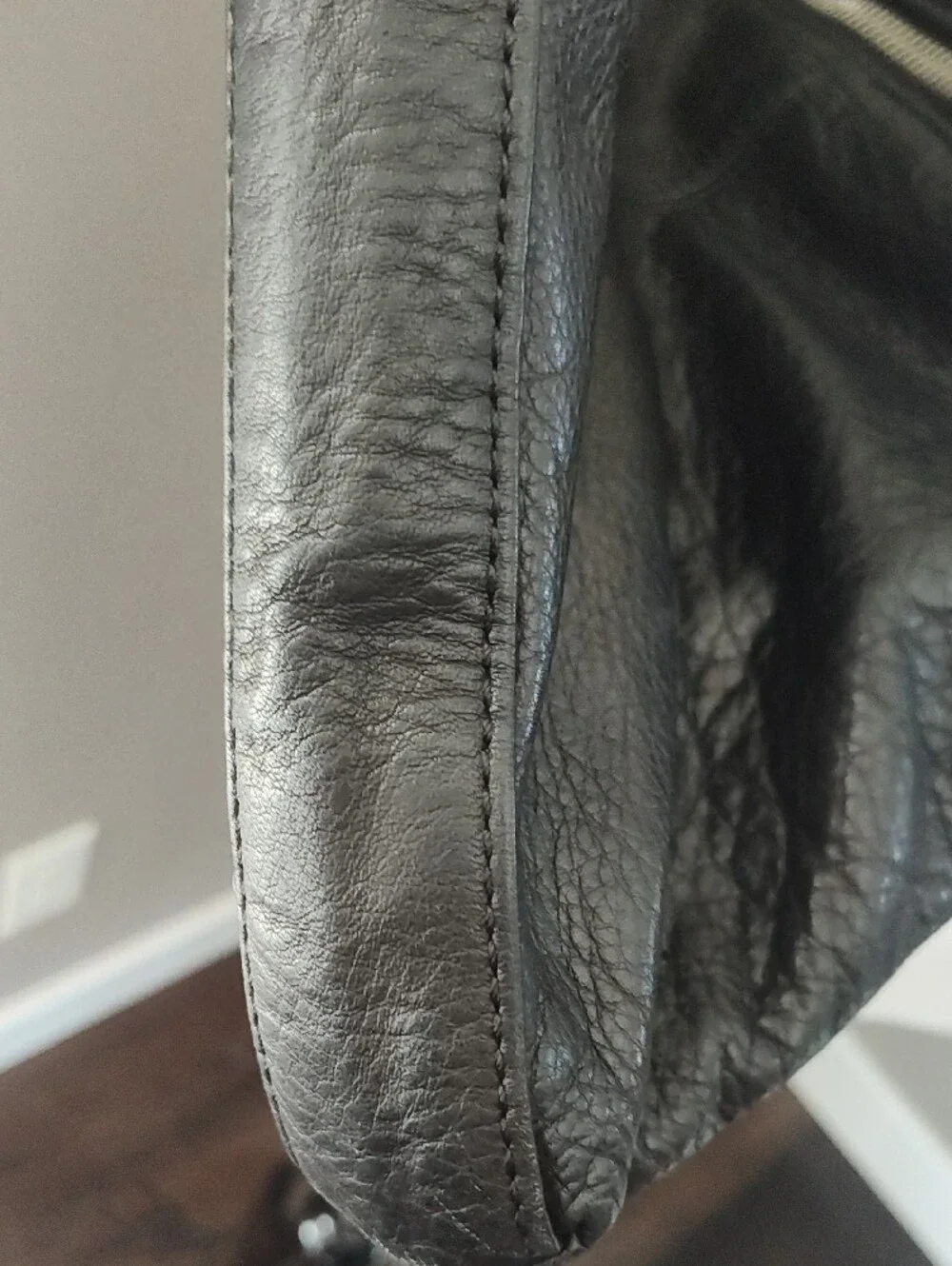 Margot Rich Black Leather Messenger Crossbody Bag With Silver Accents